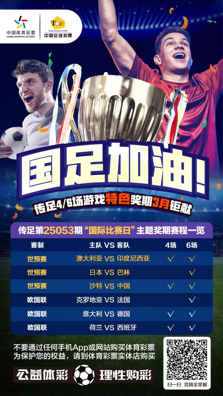 國(guó)足加油！傳足特色獎(jiǎng)期第25053期聚焦國(guó)際比賽日