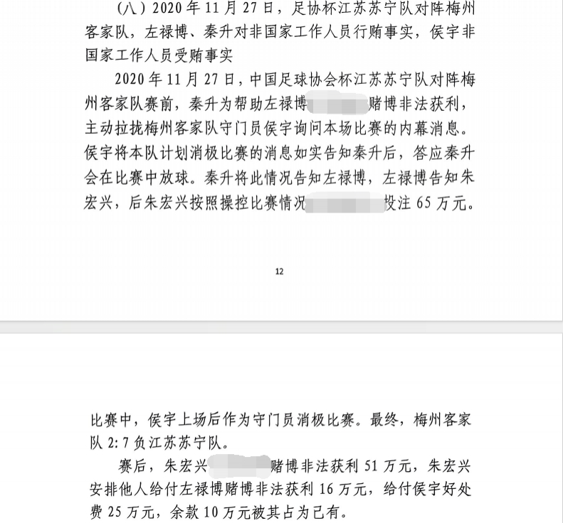 網(wǎng)傳判決書：足協(xié)杯梅州2-7江蘇，梅州門將侯宇收25萬消極比賽