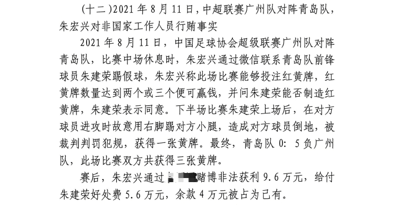 網(wǎng)傳判決書：青島球員朱建榮故意踢對(duì)方小腿，染黃收5.6萬好處費(fèi)